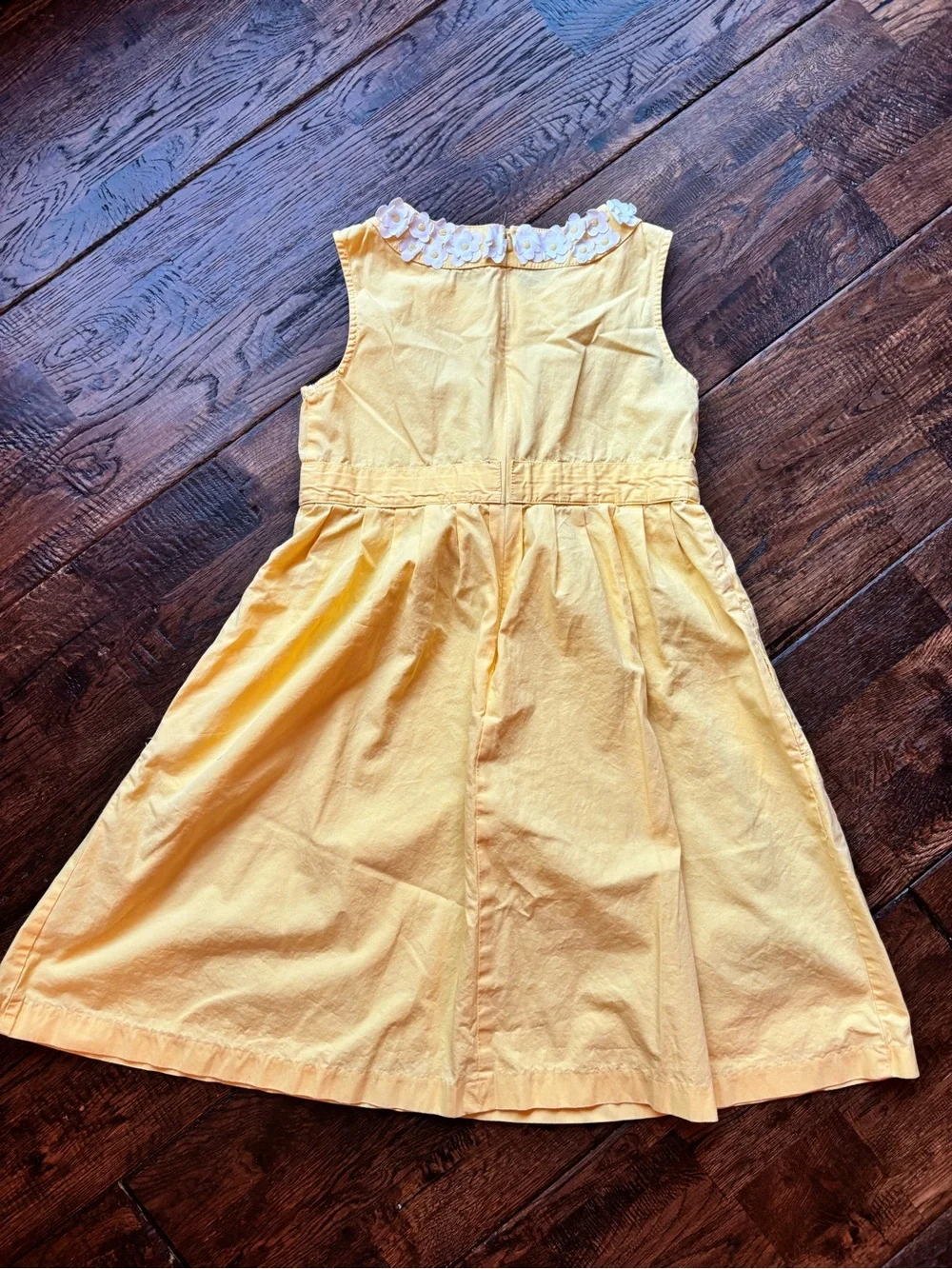 Girls Gymboree Yellow Sleeveless Dress with Lace Collar and Bow size 9